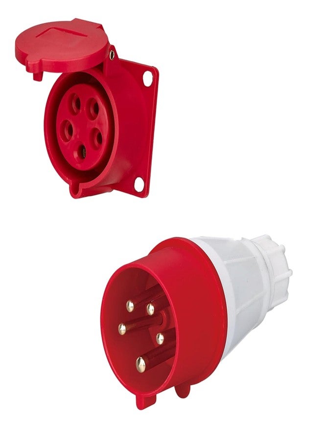 LEYDEN® 32A 220-440VAC Industrial Panel Socket With IP44 Waterproof Plug, 5 Pin Male Female Connector (2 Pcs) - Image 2